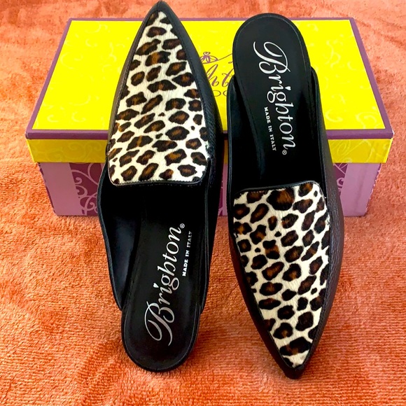 Brighton Shoes - Brighton Evie winter leapard mule print size 9